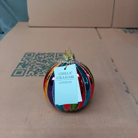 GISELA GRAHAM LONDON - CHRISTMAS ORNAMENT – MULTICOLOUR STRIPED BAUBLE – BOX OF 48