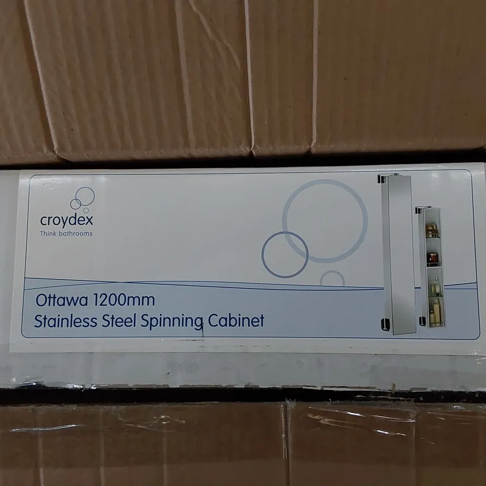 BOXED CROYDEX OTTAWA 1200mm STAINLESS STEEL SPINNING CABINET (1 BOX)