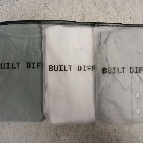 SET OF APPROXIMATELY 10 ASSORTED BUILT DIFFERENT T-SHIRTS/SHIRTS IN VARIOUS COLOURS AND SIZES