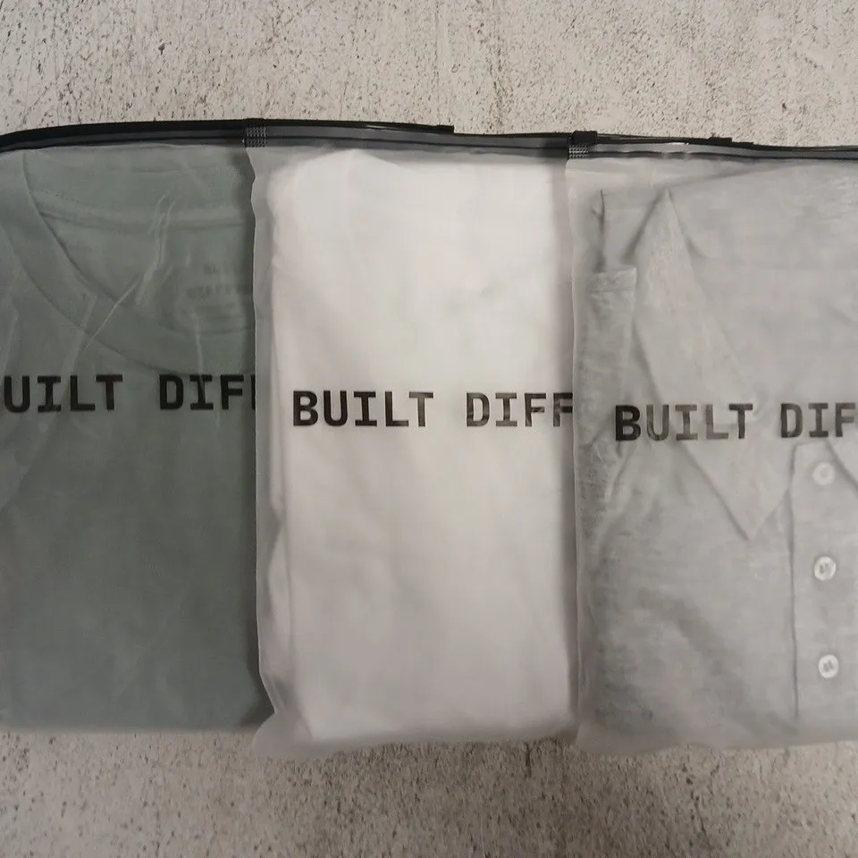 SET OF APPROXIMATELY 10 ASSORTED BUILT DIFFERENT T-SHIRTS/SHIRTS IN VARIOUS COLOURS AND SIZES
