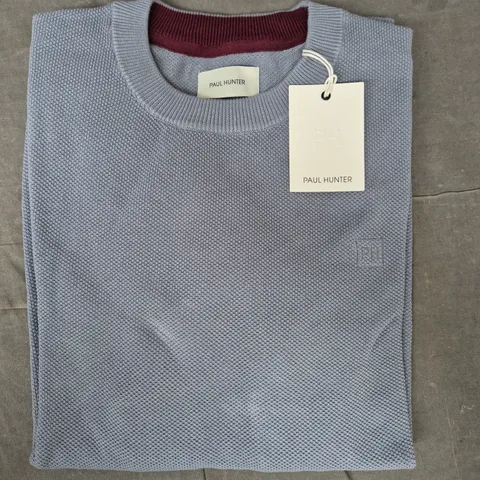 PAUL HUNTER LONG SLEEVE CREW-NECK TOP IN TRADEWINDS BLUE SIZE MEDIUM
