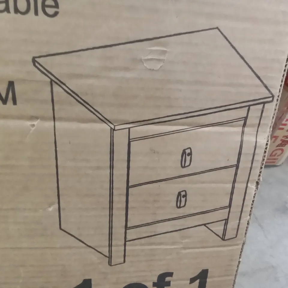 BOXED JAKERIYA 2 DRAWER BEDSIDE TABLE - WHITE