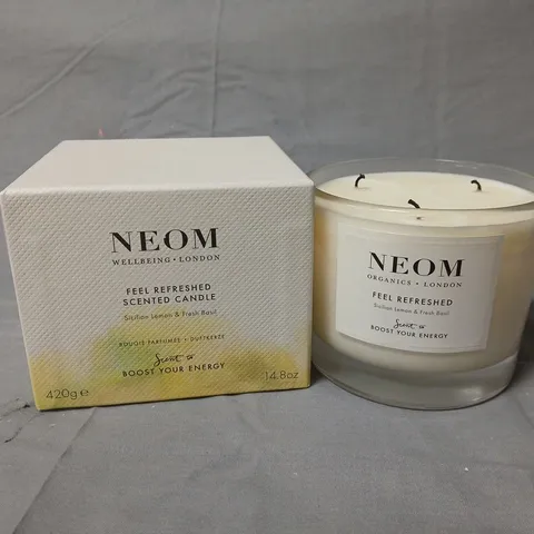 NEOM FEEL REFRESHED SCENTED CANDLE - SICILIAN LEMON & FRESH BASIL, 420G (BOXED)