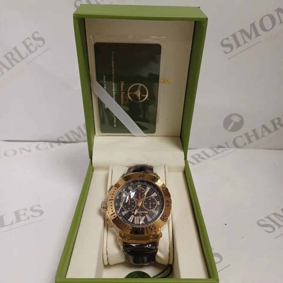 BOXED MANN EGERTON DIMENSION ROSE WATCH WITH LEATHER STRAP 