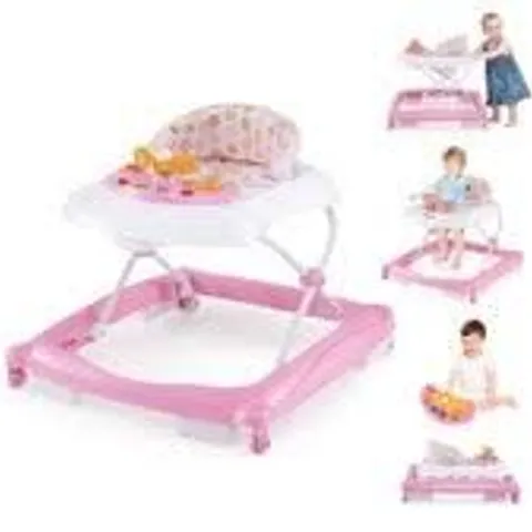 COSTWAYFOLDABLE BABY WALKER TODDLER ACTIVITY CENTER PUSH WALKER-PINK