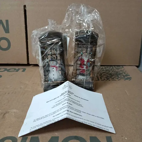 3 X SET OF 2 LIGHT UP TELEPHONE BOX CHRISTMAS DECORATION (SANTA & SNOWMAN) BOXED