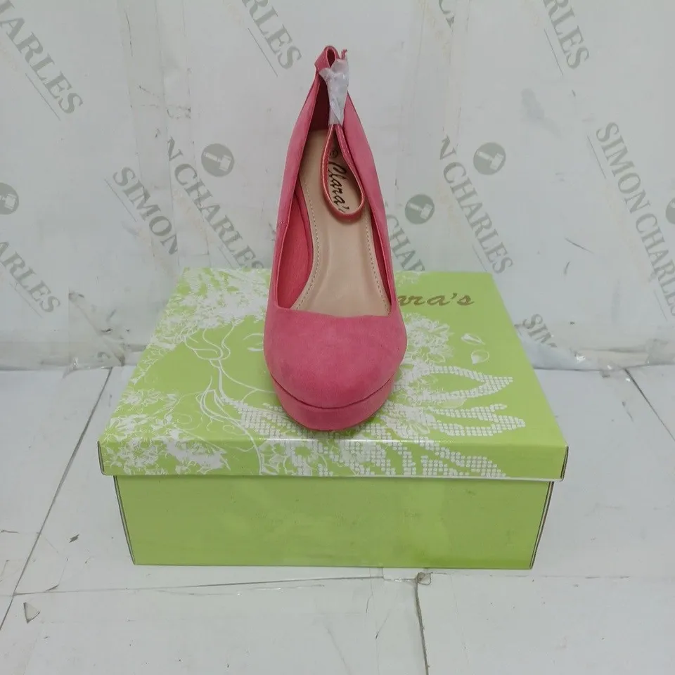 BOXED LOT OF 12 PAIRS OF CLARA'S LADIES SHOES. VARIOUS COLOURS AND SIZES
