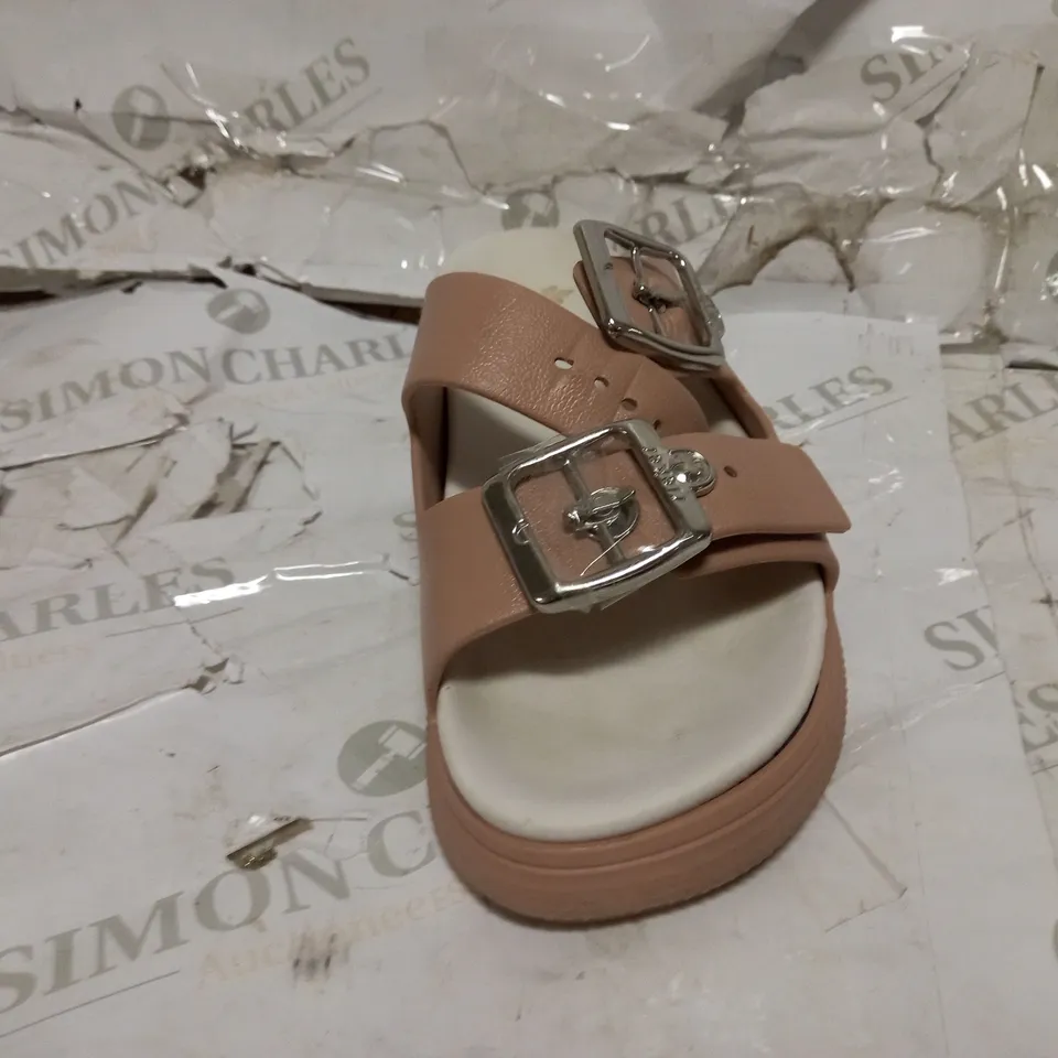 BOXED PAIR OF RIEKER DOUBLE STRAP SANDALS IN PINK SIZE 5 