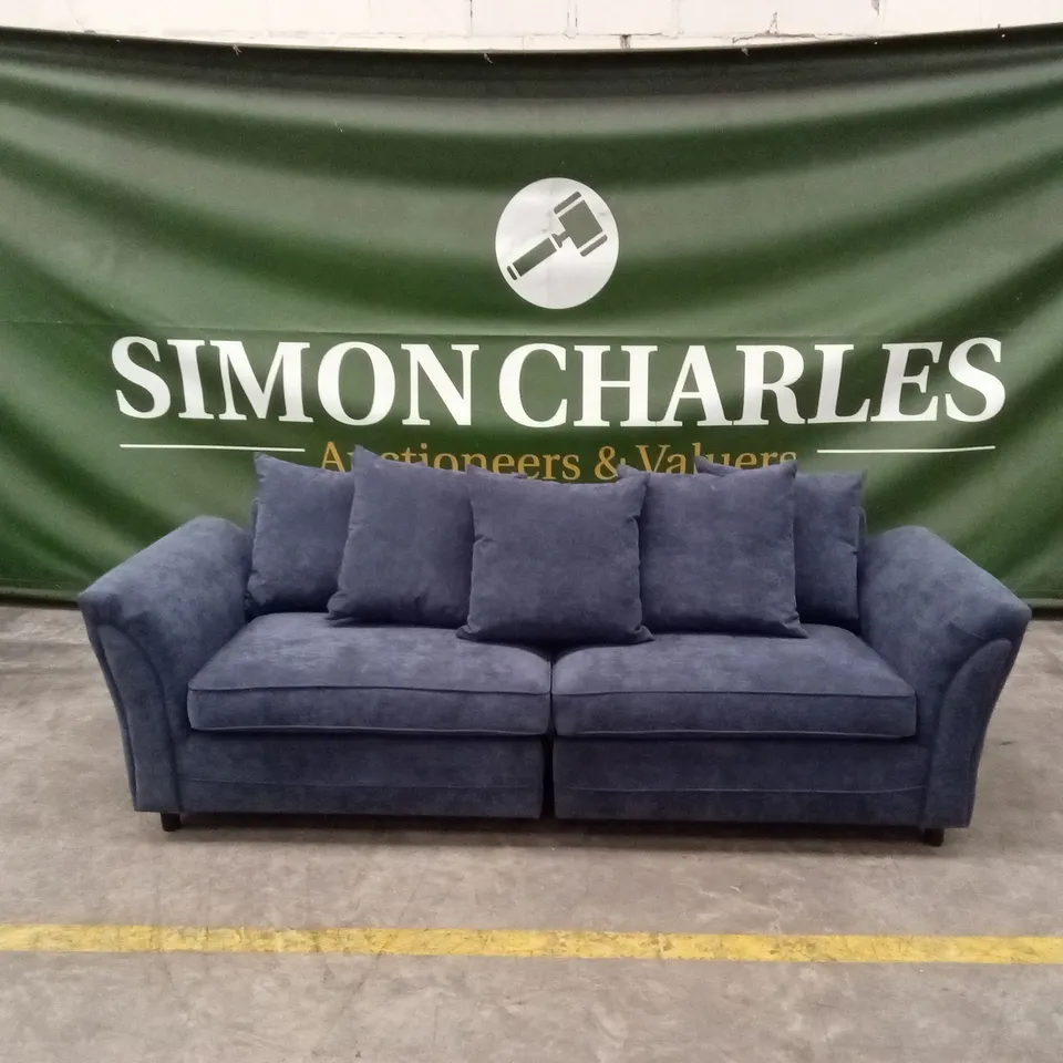 DURY FABRIC 4 SEATER SCATTER BACK SOFA - BLUE RRP £649
