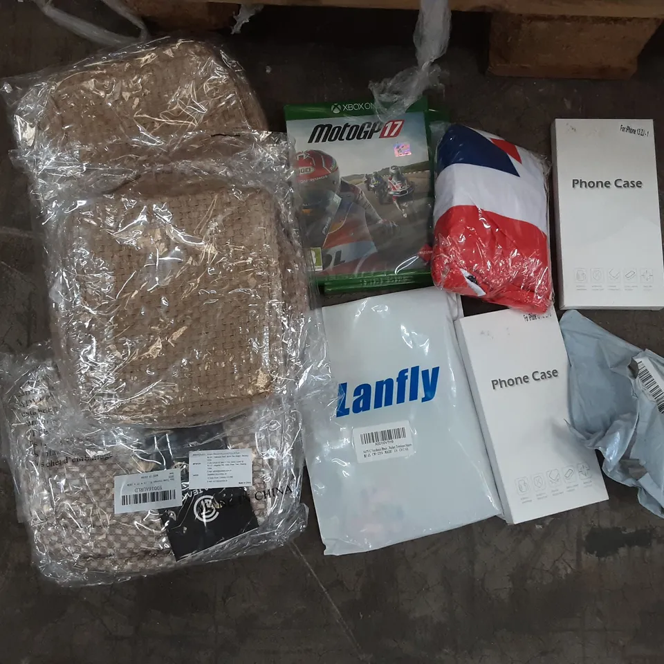 PALLET OF ASSORTED PRODUCTS TO INCLUDE LASTLY A6 NOTEBOOK, MOTOGP17 XBOX ONE, IPHONE 13 PHONE CASE, CURROXER 6 IN 1 PLIERS, SEA TEAMS, PACK OF 10 AND DOCUMENT WALLETS
