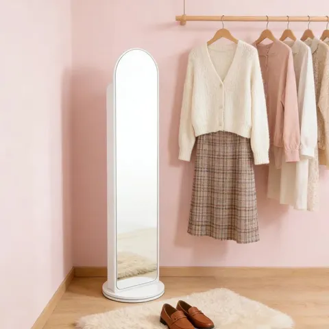 BOXED ARCHED NEWSPAPER ROTATING FULL - LENGTH MIRROR