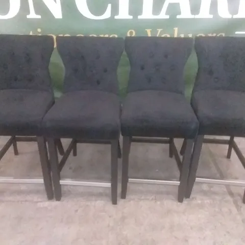SET OF 4 BELGRAVE BLACK VELVET BAR STOOL (BLACK LEG)