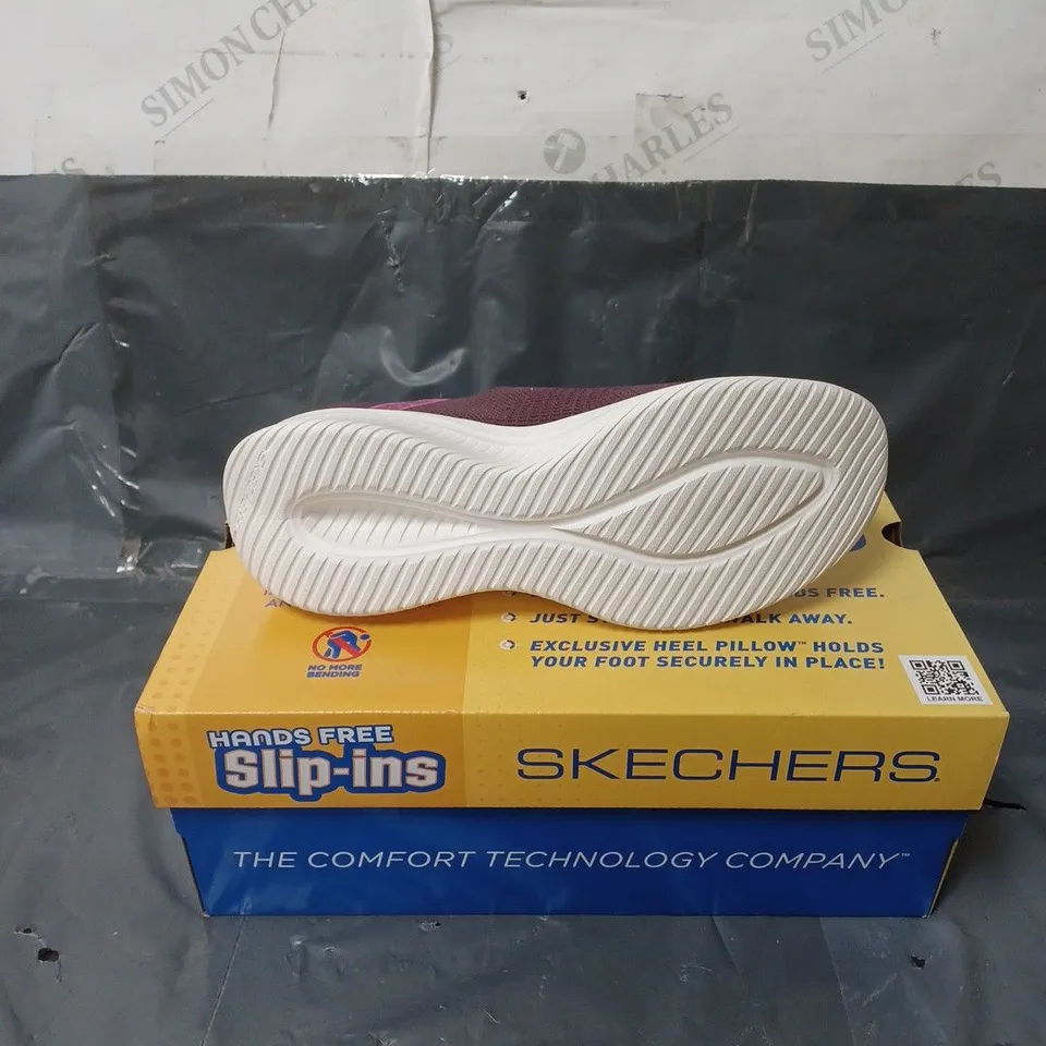 SKECHERS SLIP-INS TRAINERS PURPLE GLITTER SIZE 6
