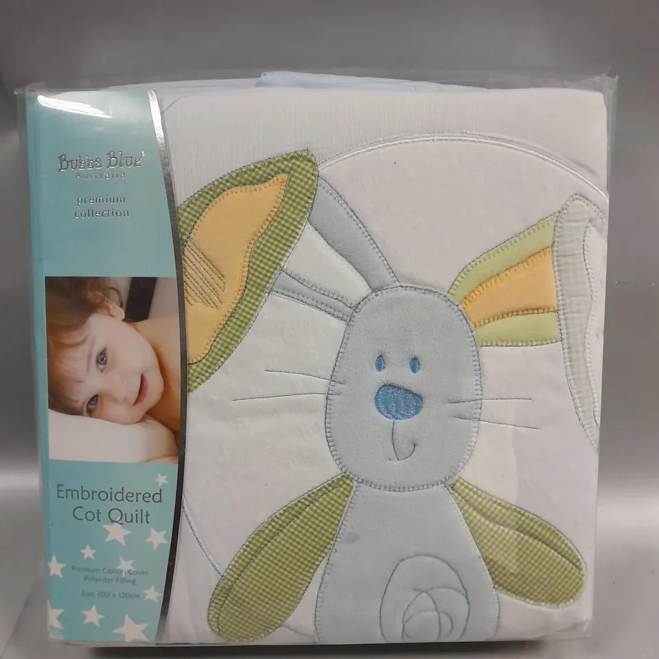 BUBBA BLUE PREMIUM COLLECTION EMBROIDED COT QUILT
