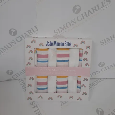 JOJO MAMAN BEBE 6 PACK OF MUSLIN SQUARES
