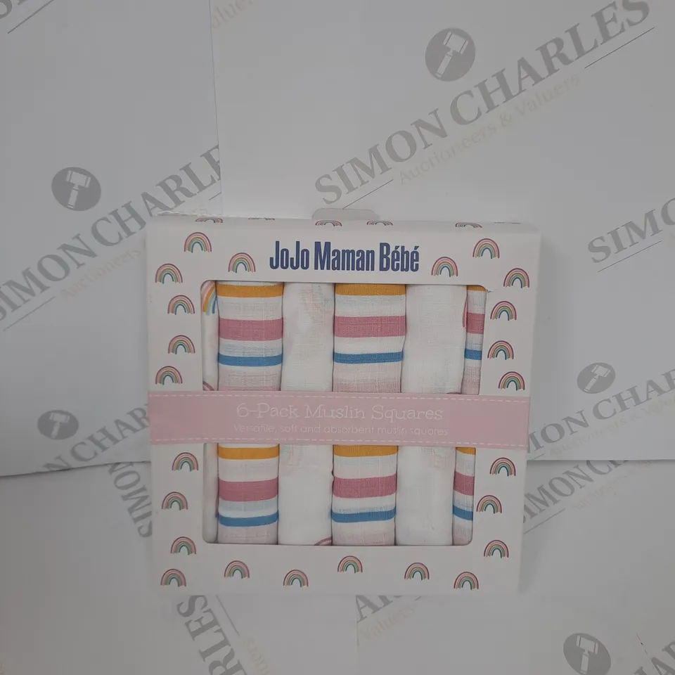JOJO MAMAN BEBE 6 PACK OF MUSLIN SQUARES