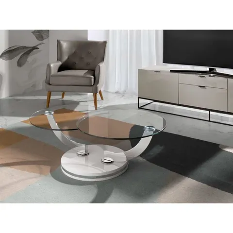 BOXED EXTENDABLE CROSS LEGS COFFEE TABLE (2 BOXES)