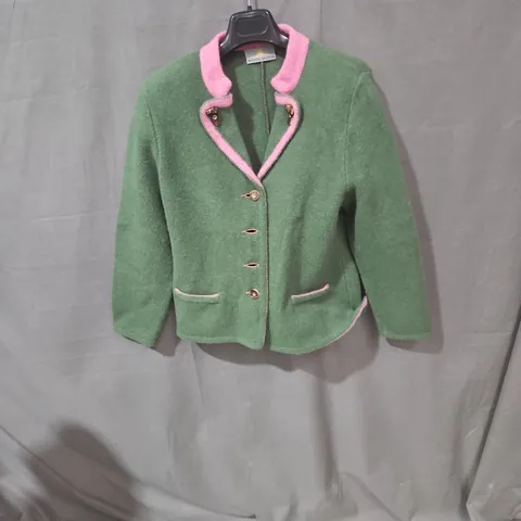 MIRABELL SALZBURG GREEN WOOL JACKET WITH PINK TRIM – (EU 40)