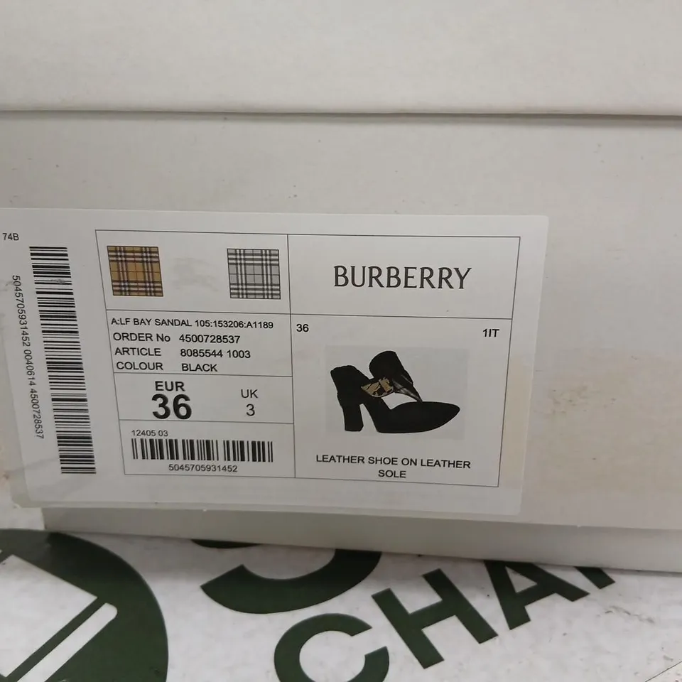 BURBERRY BLACK QUILTED LEATHER SANDALS WITH ANKLE STRAP – UK 3 (EU 36)