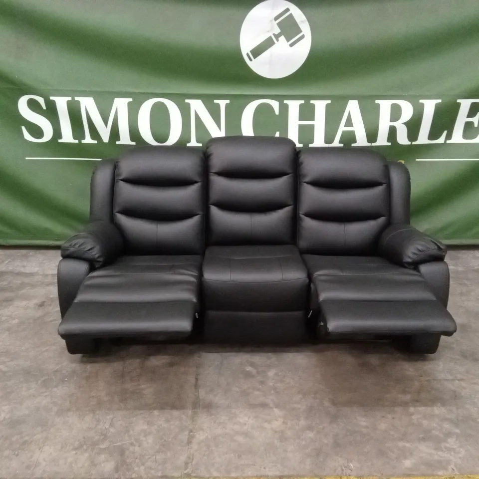 ROTHBURY LUXURY FAUX LEATHER HIGH BACK  3 SEATER MANUAL RECLINER SOFA - BLACK RRP £729