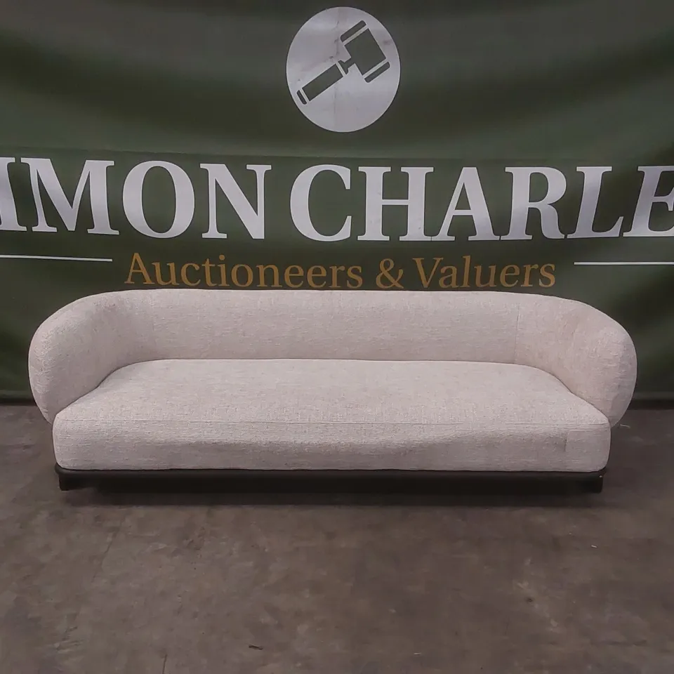 QUALITY DESIGNER DANETTI FLORENCE NATURAL FABRIC WITH DARK WOOD 3 SEATER SOFA RRP £1429