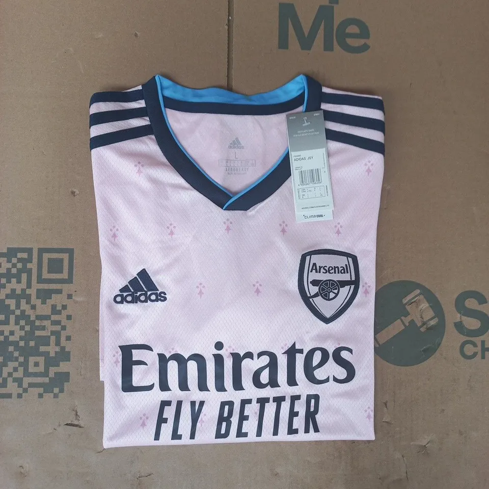 ADIDAS ARSENAL 2022/2023 THIRD SHIRT IN PINK/NAVY SIZE LARGE