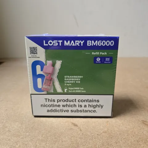 SEALED LOST MARY BM6000 REFILL PACK – STRAWBERRY RASPBERRY CHERRY ICE