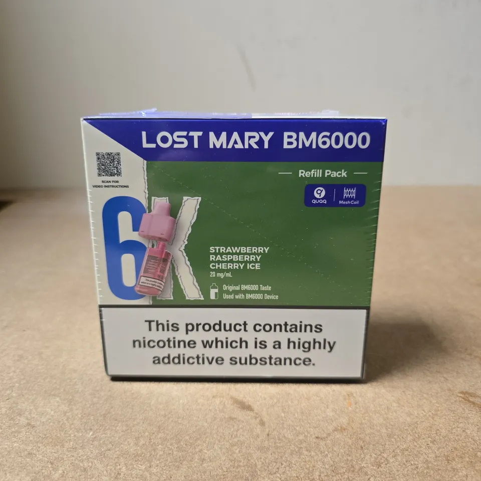 SEALED LOST MARY BM6000 REFILL PACK – STRAWBERRY RASPBERRY CHERRY ICE