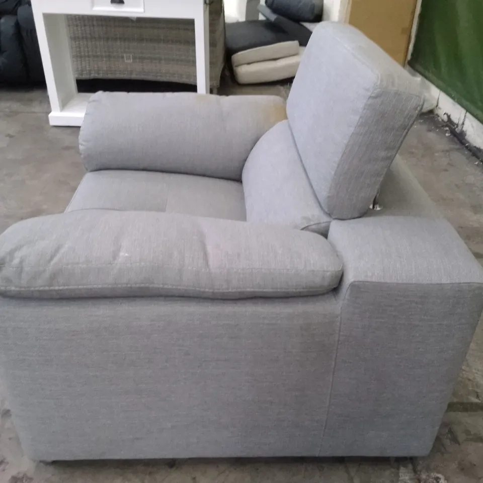 QUALITY DESIGNER ARMCHAIR WITH FOLDING HEADREST - GREY FABRIC 