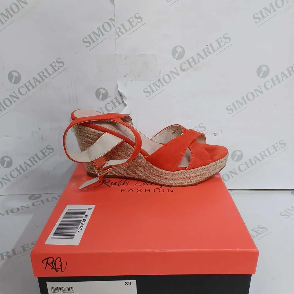 RUTH LANGSFORD WEDGE SANDAL IN ORANGE