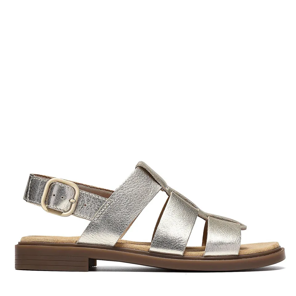 CLARKS TRIVANNI FISHERMAN LEATHER SANDAL - SOFT GOLD UK SIZE 5