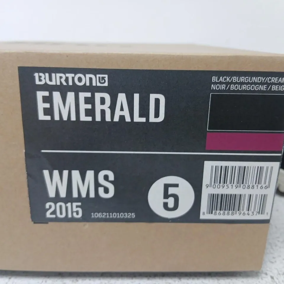 BURTON EMERALD WOMEN'S SNOWBOARD BOOTS – UK 3 (US W5), BLACK WITH PINK TRIM, BOXED