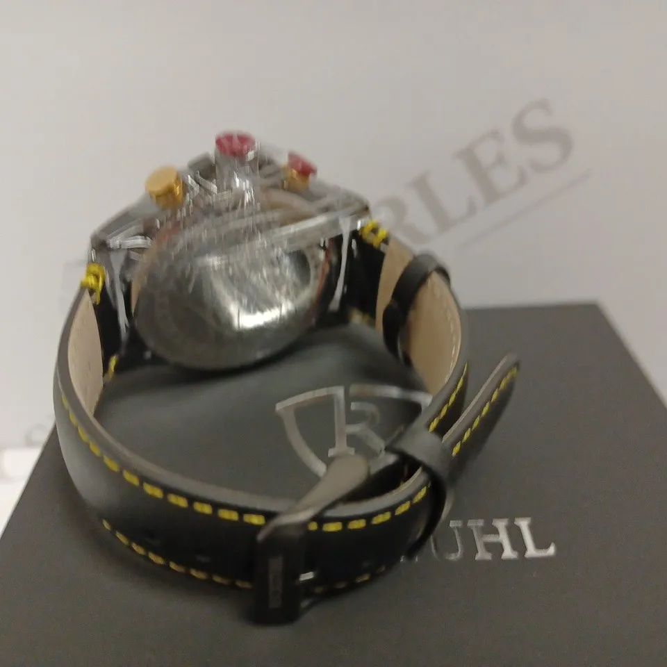 RUCKSTUHL TRIPLE DIAL LEATHER STRAP WRISTWATCH