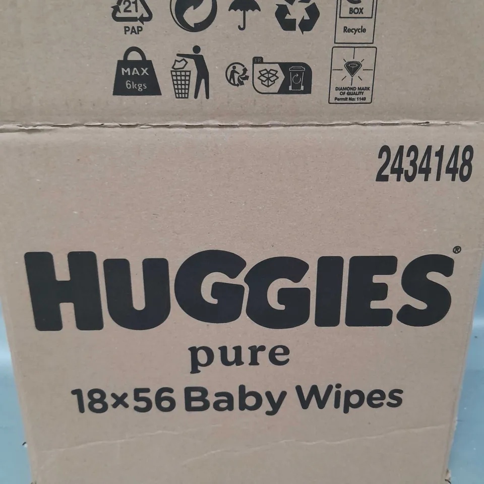 BOX OF APPROXIMATELY 15 PACKS OF HUGGIES BABY WIPES 
