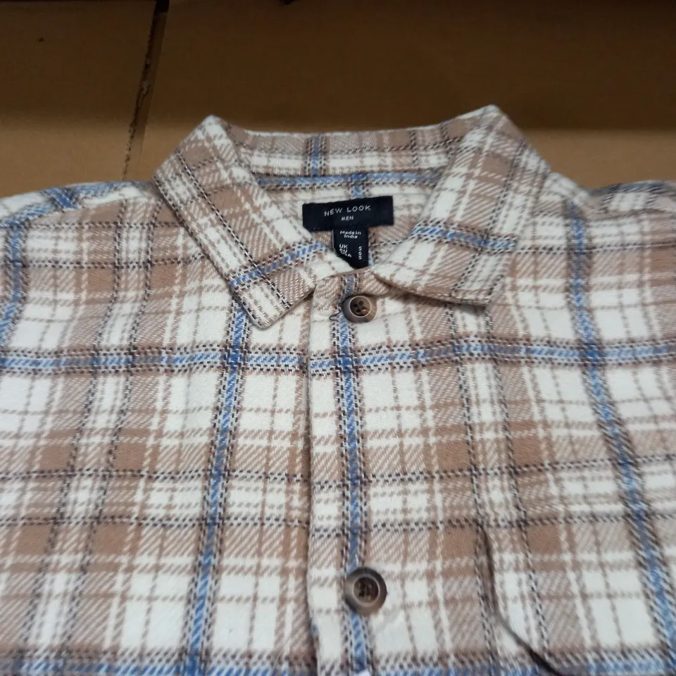 NEW LOOK CHECK OVERSHIRT IN WINTER WHITE - S