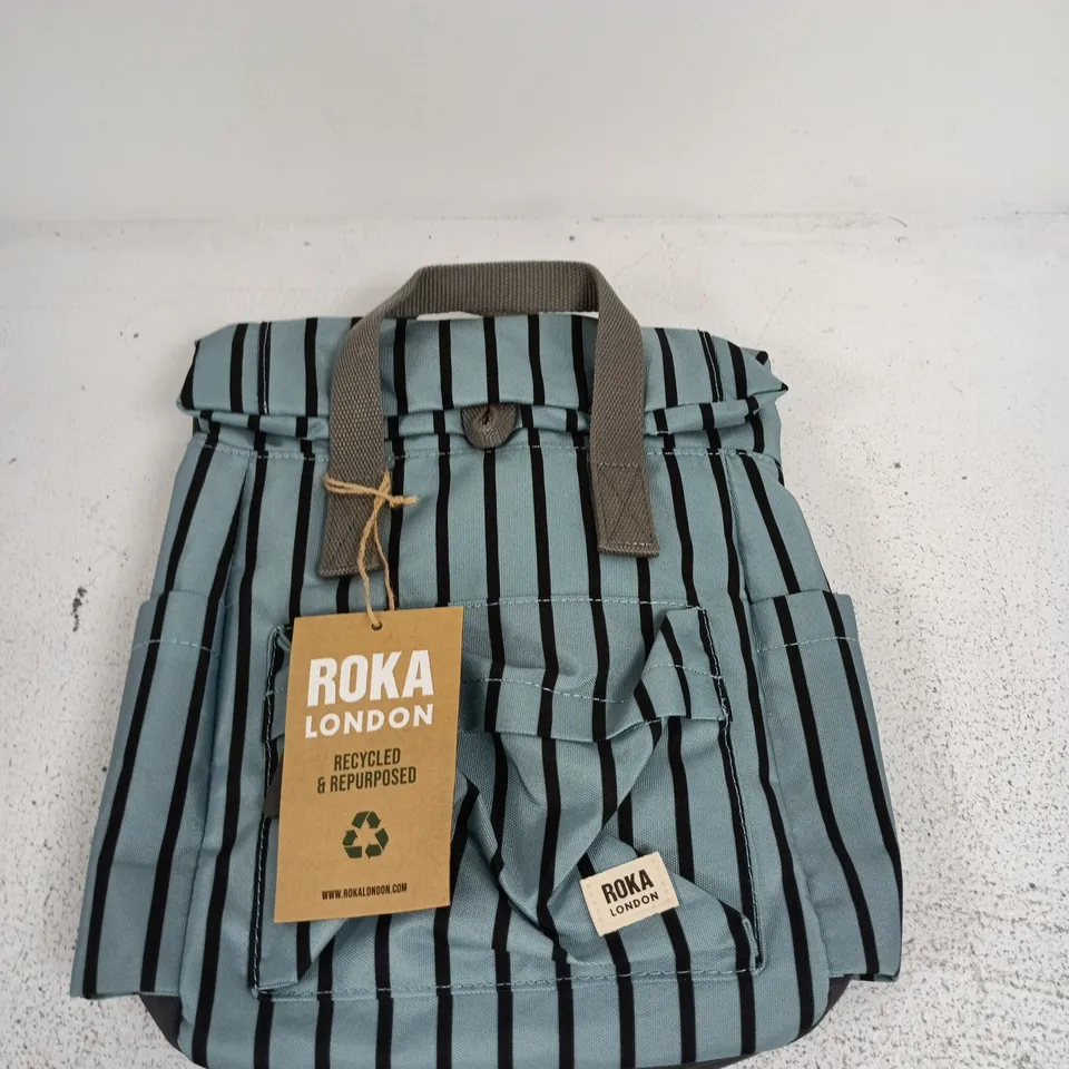 ROKA LONDON RECYCLED CANVAS BACKPACK – SMALL BLUE STRIPE