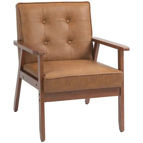 BOXED RYANS FAUX LEATHER ARMCHAIR - BROWN