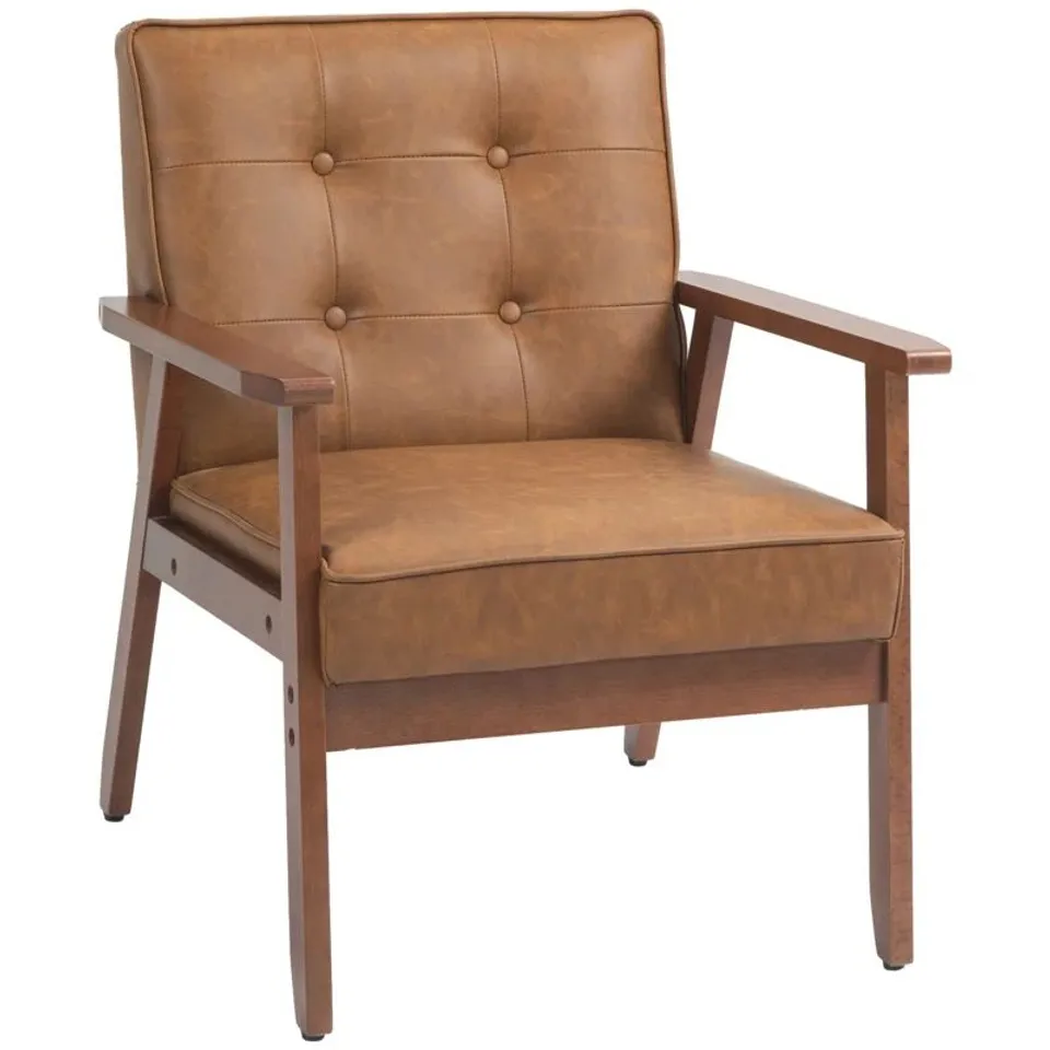 BOXED RYANS FAUX LEATHER ARMCHAIR - BROWN