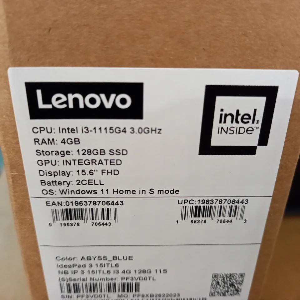 BOXED LENOVO IDEAPAD LAPTOP INTEL I-3 - 15ITL6