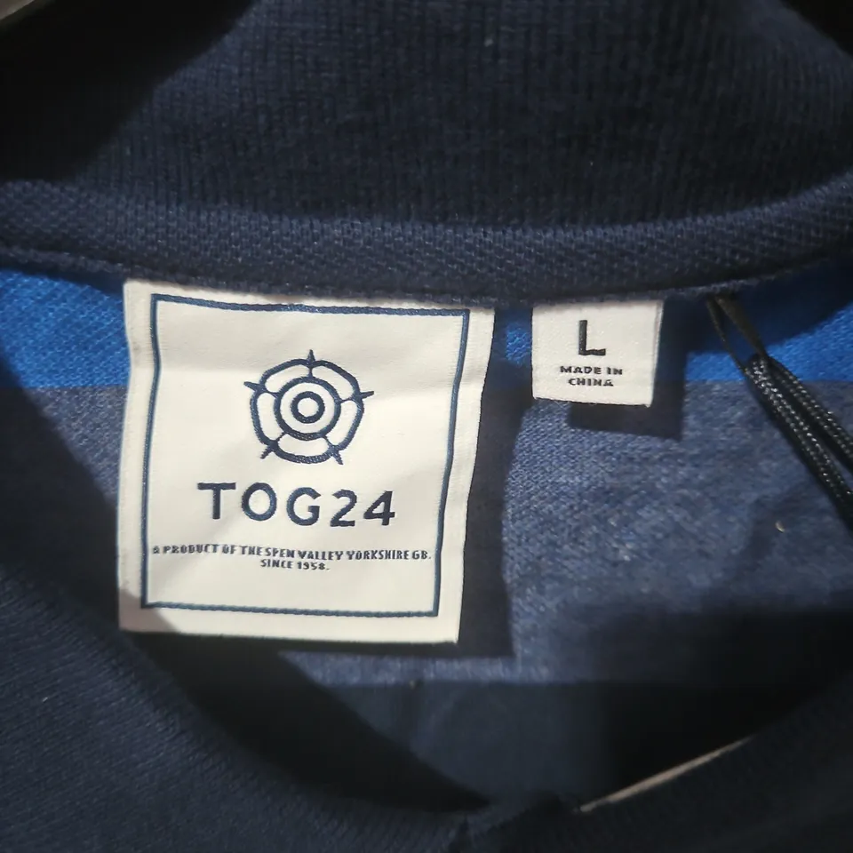 TOG24 STRIPED POLO SHIRT – NAVY, BLUE & GREY – UK L