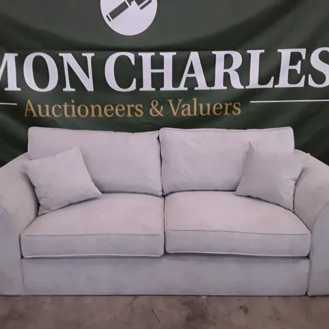 QUALITY DESIGNER 3 SEATER SOFA - LIGHT GREY FABRIC