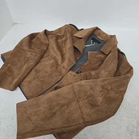 ZARA BROWN SUEDE-STYLE COAT, EU/USA L
