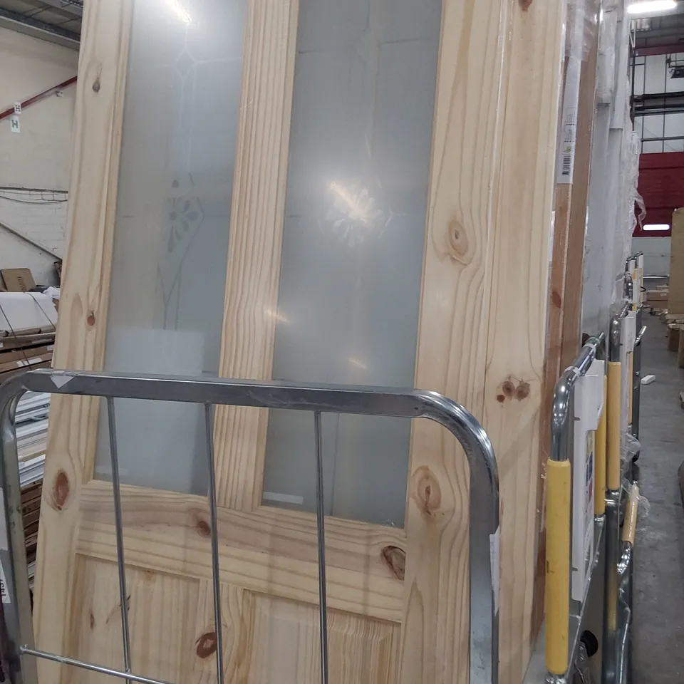 KNOTTY PINE 4 PANEL HALF OPAQUE GLAZED DOOR 825 × 2040mm