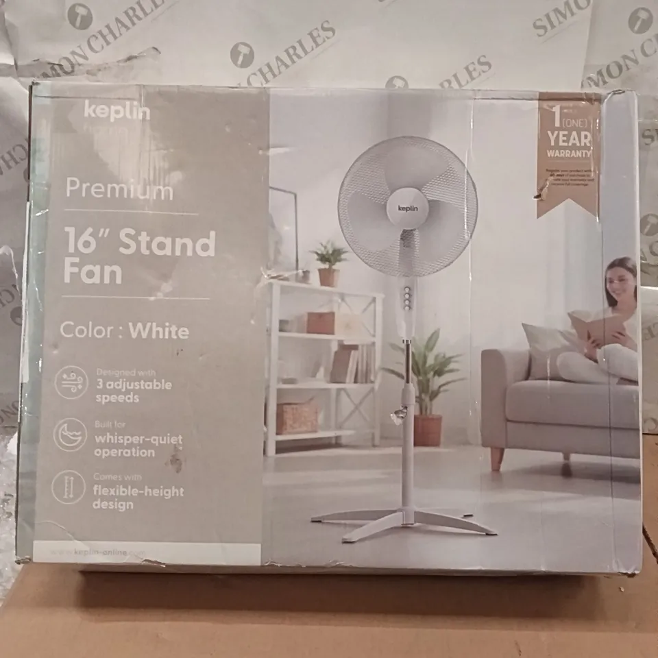 BOXED KEPLIN 16" STAND FAN WHITE