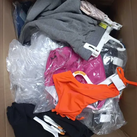 APPROXIMATELY 25 ASSORTED CLOTHING PRODUCTS IN VARIOUS STYLES & SIZES TO INCLUDE TOPS, JUMPERS, PANTS ETC
