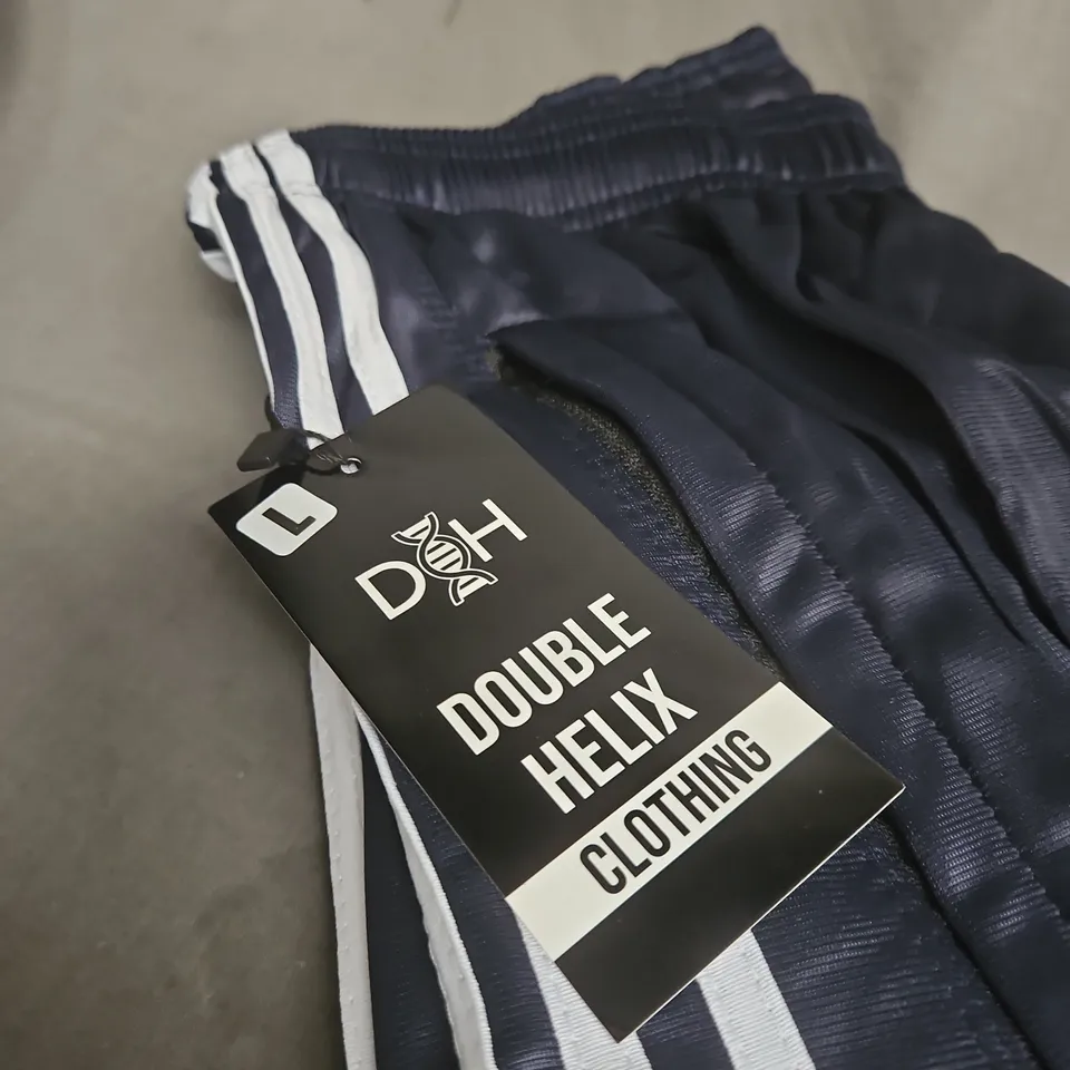 DOUBLE HELIX STRIPED NAVY TRACKSUIT PANTS