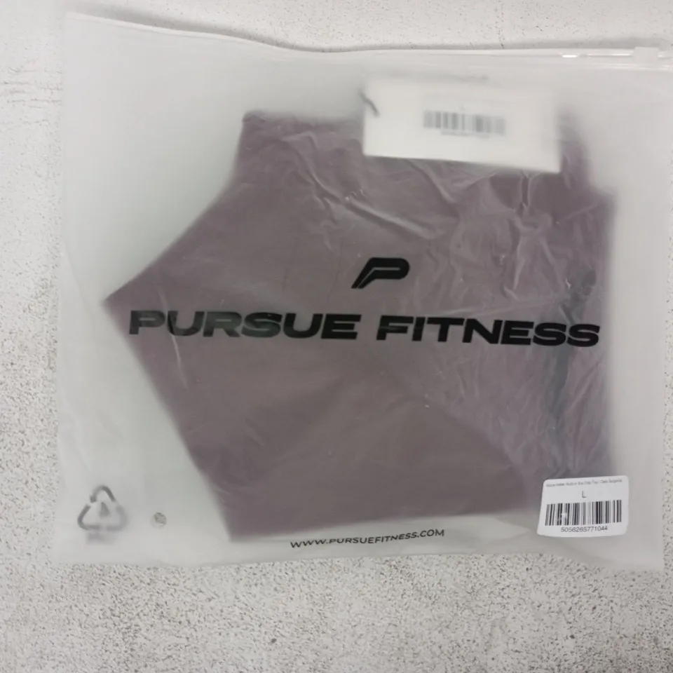 BAGGED PURSUE FITNESS ALLURE HALTER BUILT-IN BRA CROP TOP IN DARK BURGUNDY SIZE LARGE