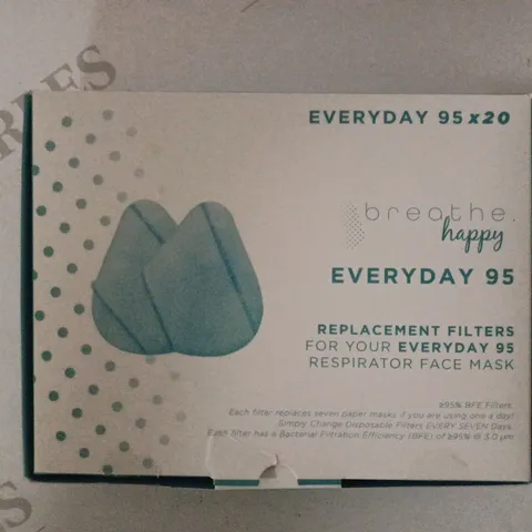 LOT OF 10 X 20 BREATHE HAPPY EVERDAY 95 REPLACEMENT FILTERS 