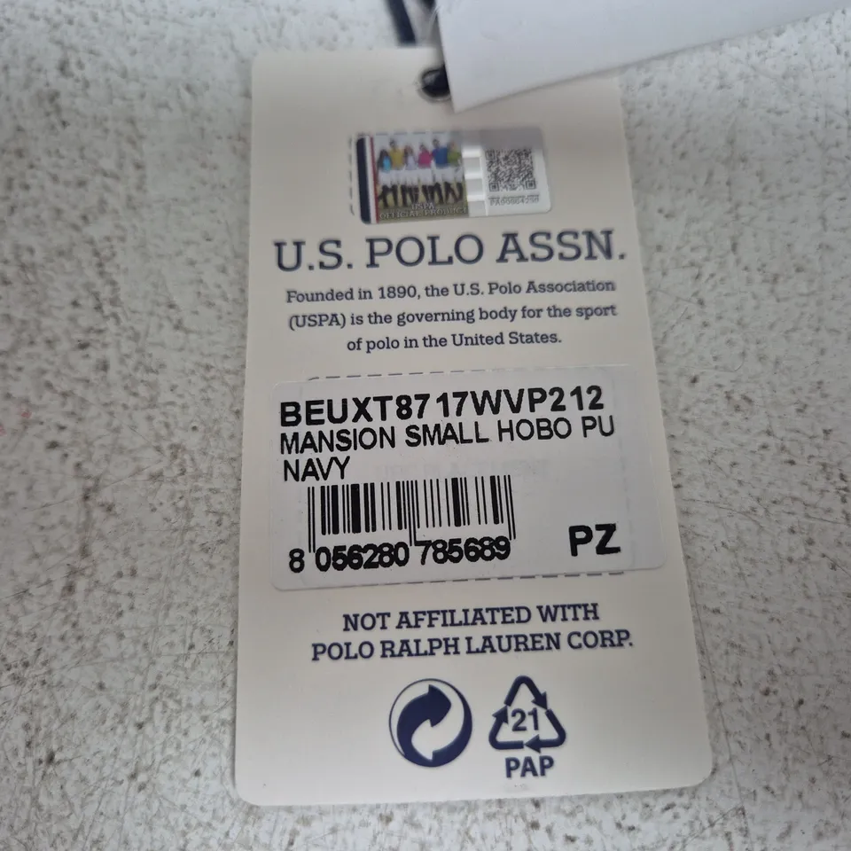 U.S. POLO ASSN. NAVY PEBBLED LEATHER HANDBAG