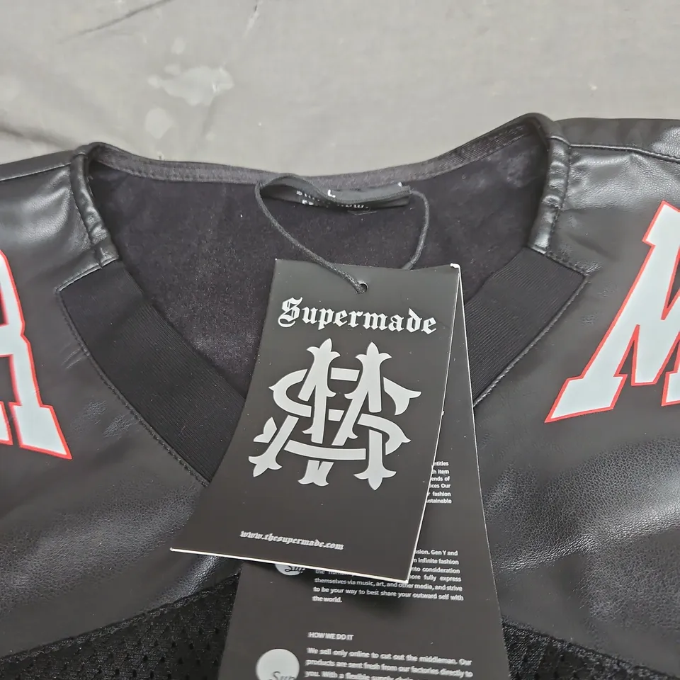 SUPERMADE BLACK "7" SPORTS JERSEY LARGE WITH TAGS 